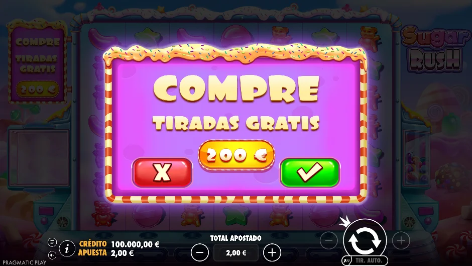 Sugar Rush — compra de tiradas gratis